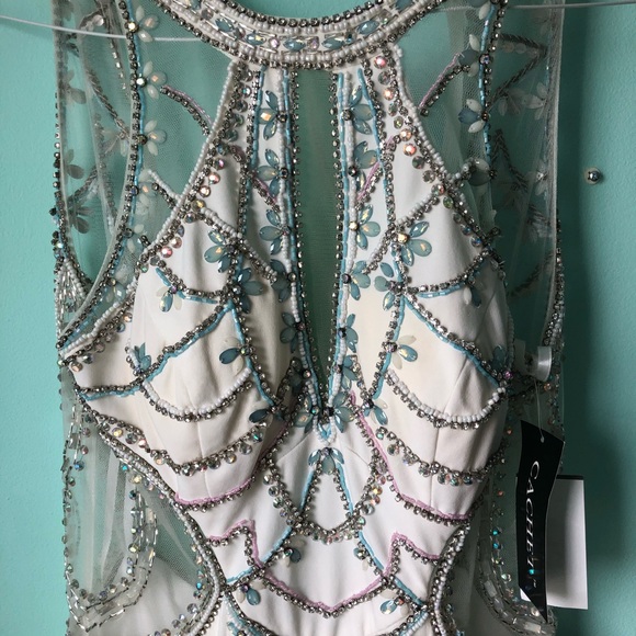 Cachet White Jeweled prom dress - Picture 2 of 5